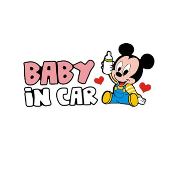Baby In Car 'Baby Mickey Mouse | Holding Milk Bottle' Vinyl Car Sticker