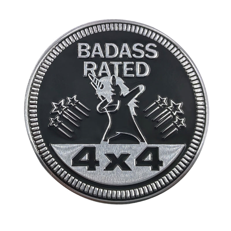 Badass Rated 4x4 'Dabbing Unicorn | Stars' Metal Car Sticker