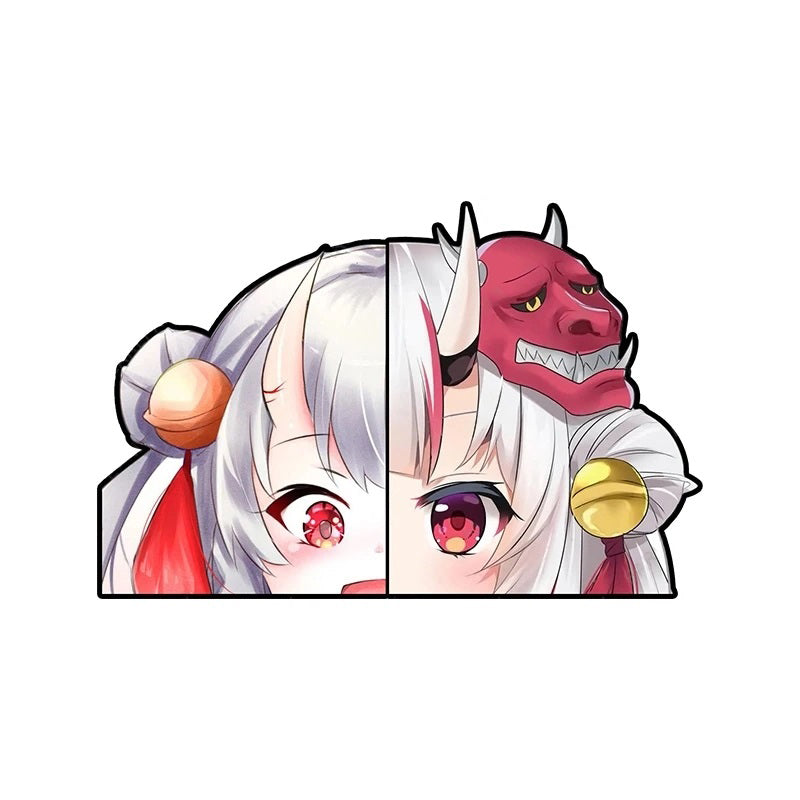 Virtual YouTuber 'Nakiri Ayame | Shocked Eyes' Vinyl Car Peeker Sticker