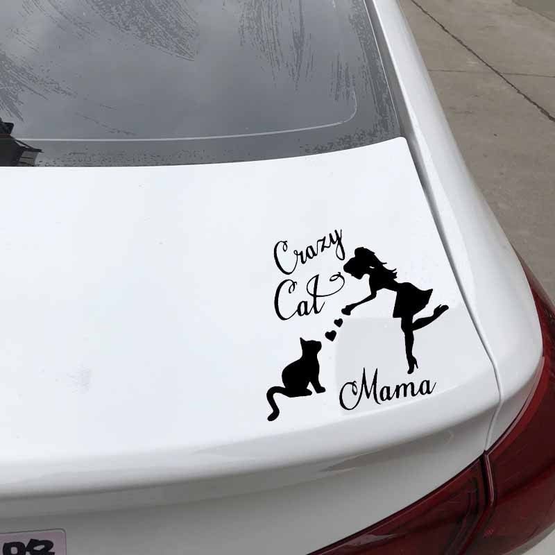 Cute 'Crazy Cat Mama' Vinyl Car Sticker