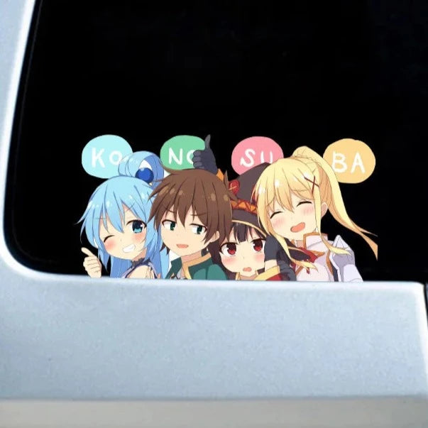 KonoSuba 'Aqua | Kazuma Satou | Megumin | Darkness' Vinyl Car Peeker Sticker