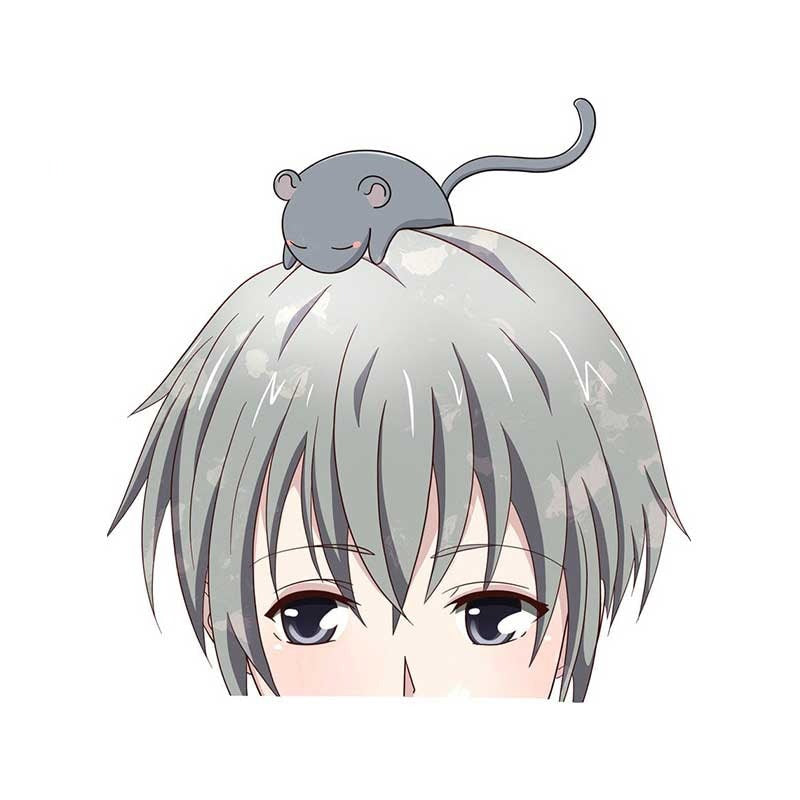 Fruits Basket 'Yuki And Rat | Sad' Vinyl Car Peeker Sticker