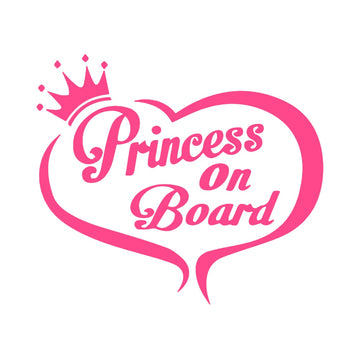 Princess On Board 'Pink Heart Shaped And Crown' Vinyl Car Sticker