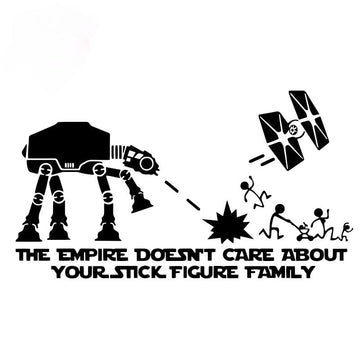Star Wars 'The Empire Doesn't  Care About Your Stick Figure Family' Vinyl Car Sticker