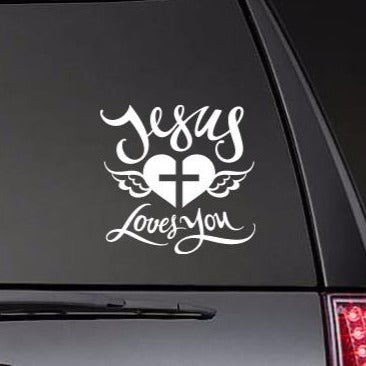 Religious 'Jesus Loves You' Vinyl Car Sticker