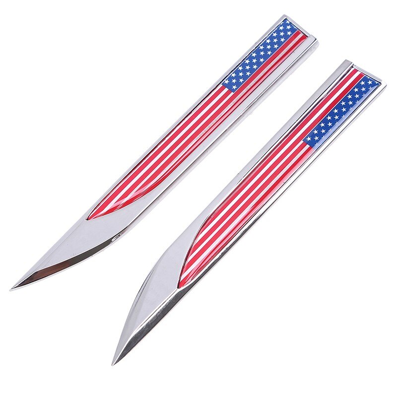 Side Fender Knife 'U.S.A. Emblem Flag' Metal Car Sticker