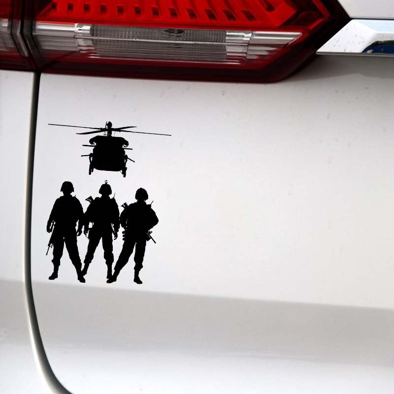 Military Tactical 'Helicopter with Soldiers' Vinyl Car Sticker