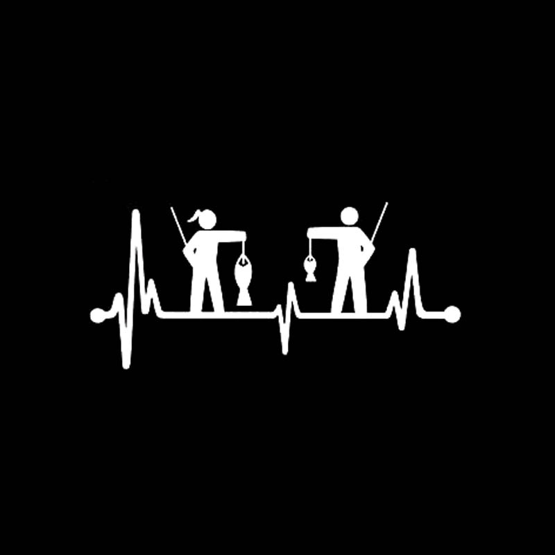 Heartbeat Lifeline 'Couple Fishing' Vinyl Car Sticker