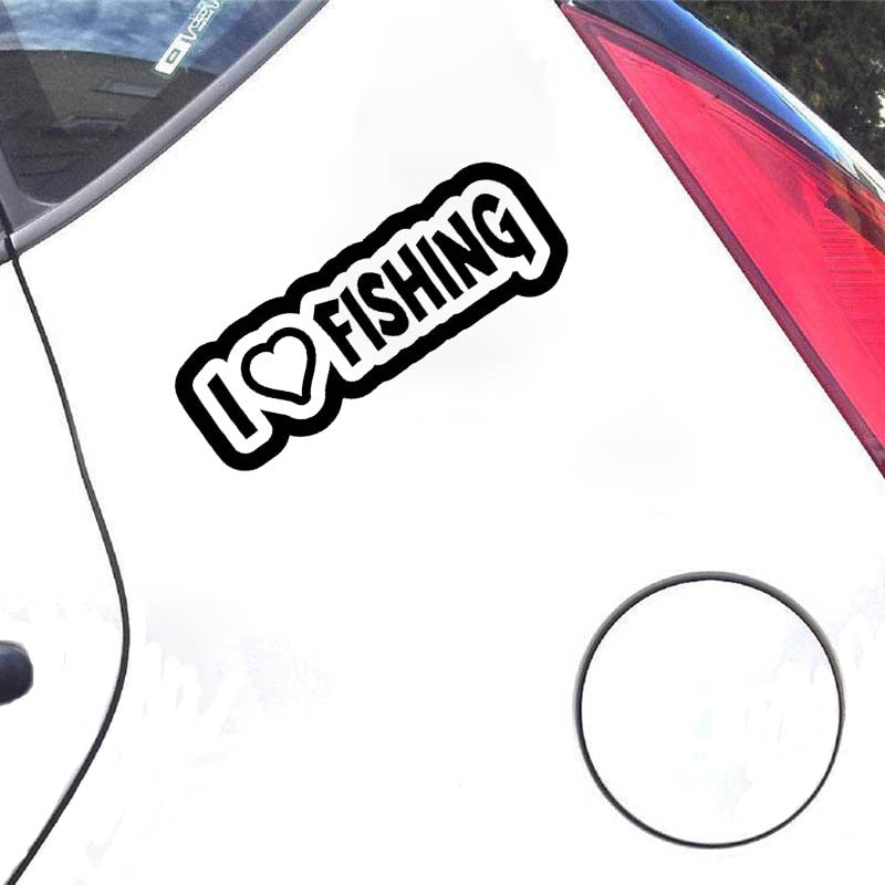 Cool Font 'I Love Fishing' Vinyl Car Sticker