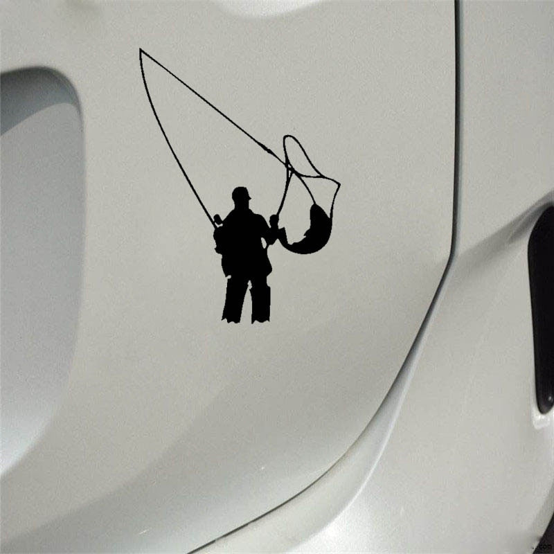 Fisherman 'Catching Fish' Vinyl Car Sticker