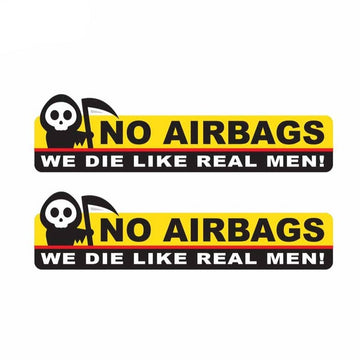 Skull 'No AirBags We Die Like Real Men!' Vinyl Car Sticker