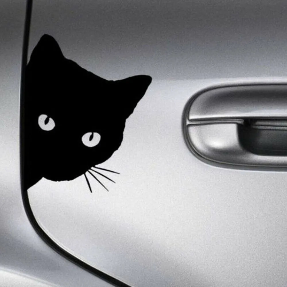Black Cat 'Staring' Vinyl Car Peeker Sticker