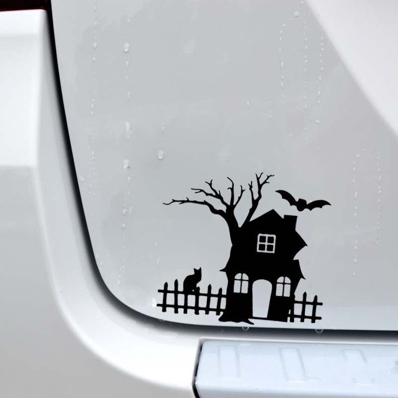 Halloween 'Spooky House Tree' Vinyl Car Sticker