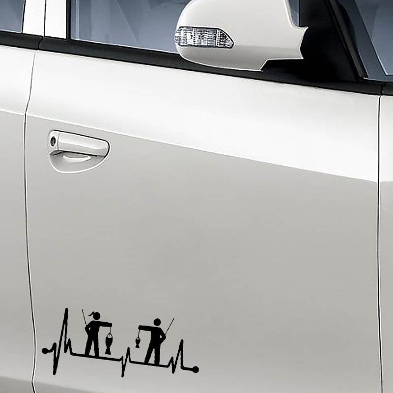 Heartbeat Lifeline 'Couple Fishing' Vinyl Car Sticker
