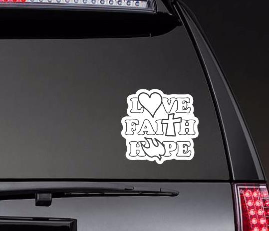Religious 'Love | Faith | Hope' Vinyl Car Sticker