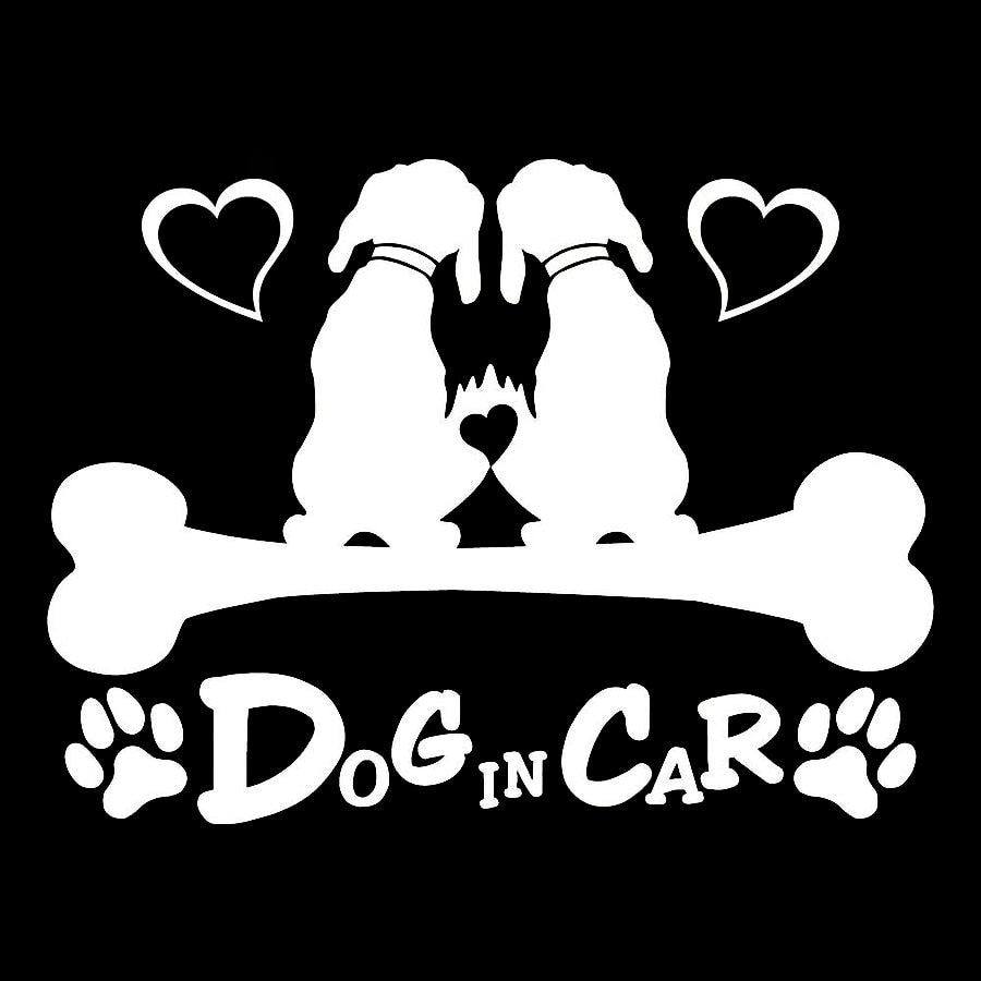 Cute Dog 'Dog In Car | Hearts' Vinyl Car Sticker