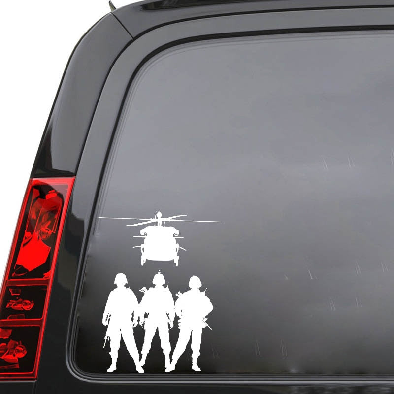 Military Tactical 'Helicopter with Soldiers' Vinyl Car Sticker