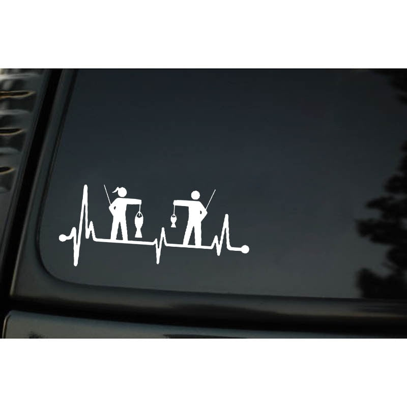 Heartbeat Lifeline 'Couple Fishing' Vinyl Car Sticker