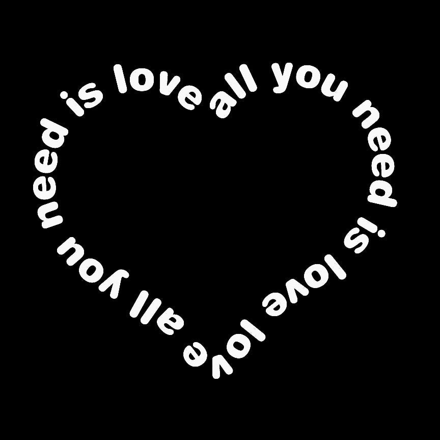 Heart Shaped 'All You Need Is Love' Vinyl Car Sticker