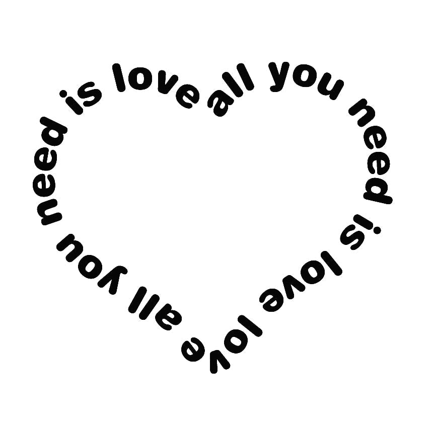 Heart Shaped 'All You Need Is Love' Vinyl Car Sticker