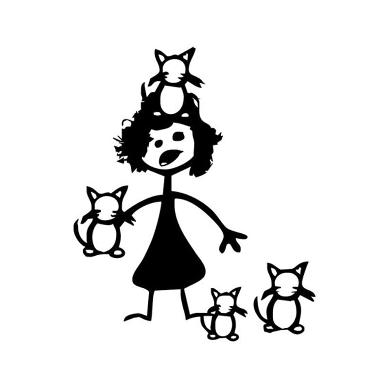 Funny 'Lady Cats Lover' Vinyl Car Sticker