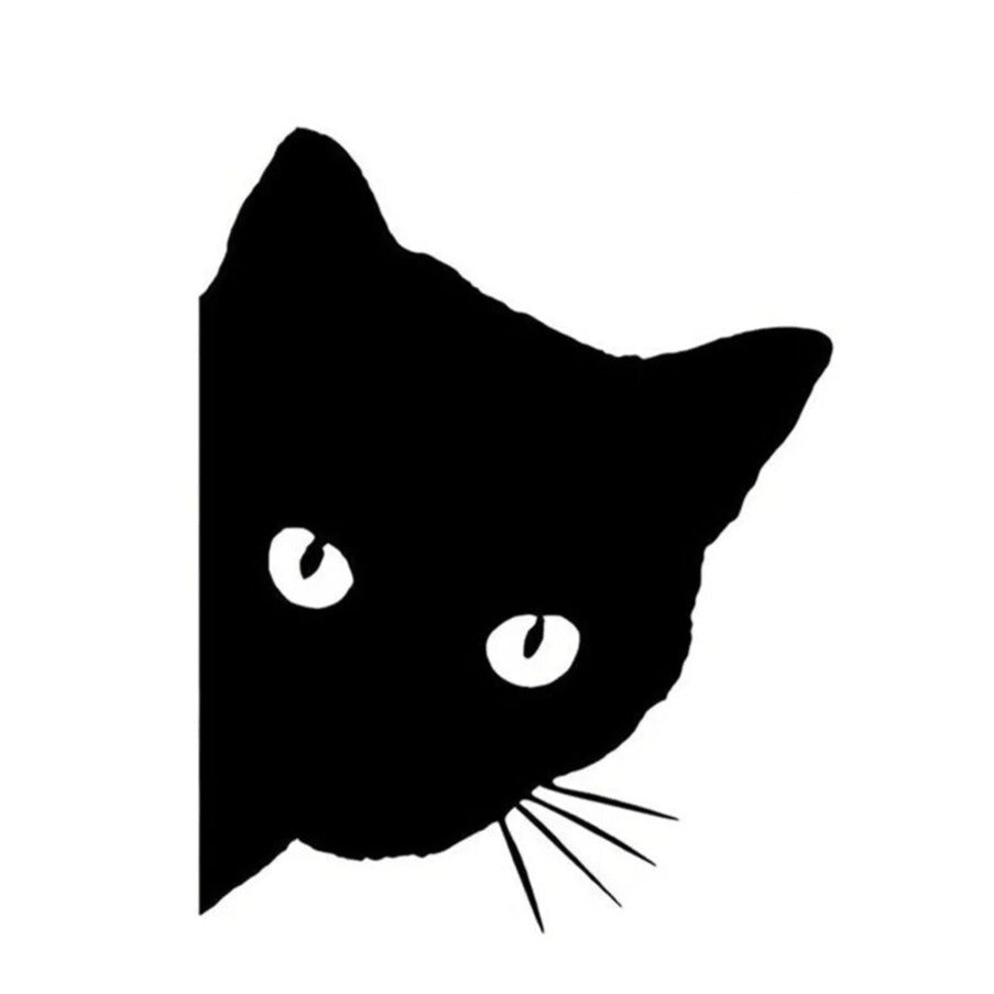 Black Cat 'Staring' Vinyl Car Peeker Sticker