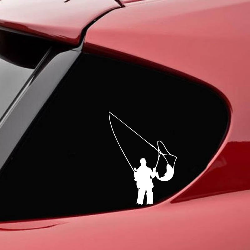 Fisherman 'Catching Fish' Vinyl Car Sticker
