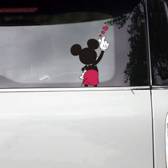 Mickey Mouse 'Mickey Back | Hand Heart' Vinyl Car Sticker