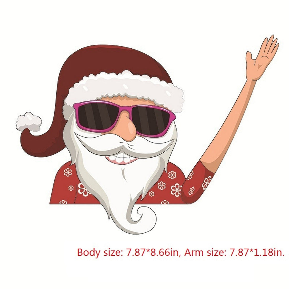 Santa Claus 'Summer Outfit | Arm Waving' Vinyl Car Wiper Sticker