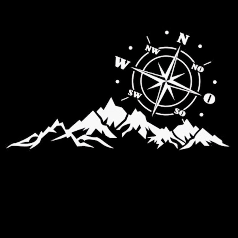 Mountains and Compass Vinyl Car Sticker