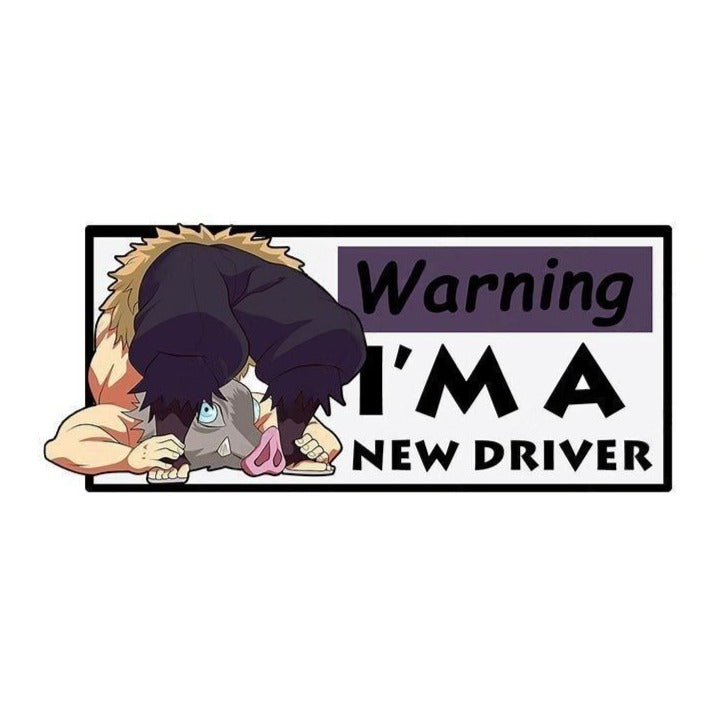 Warning I'm A New Driver 'Inosuke | Back Bending' Vinyl Car Sticker