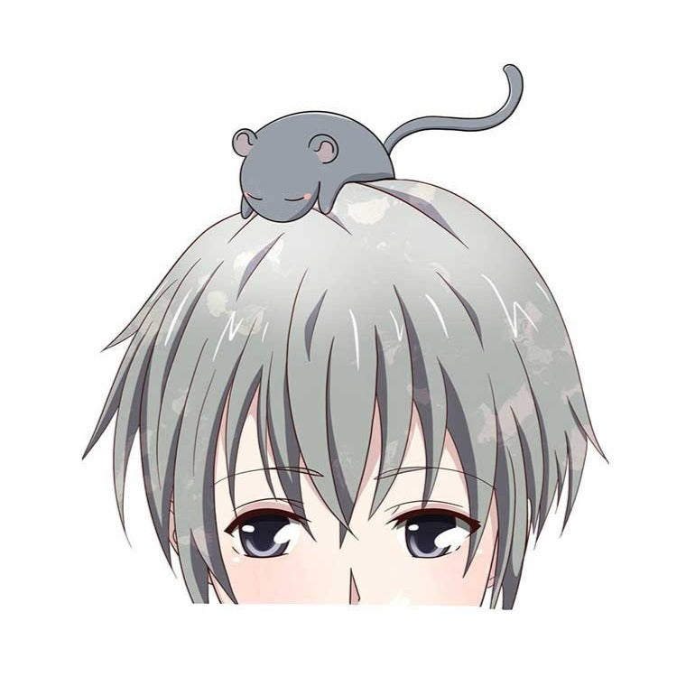 Fruits Basket 'Yuki And Rat | Sad' Vinyl Car Peeker Sticker