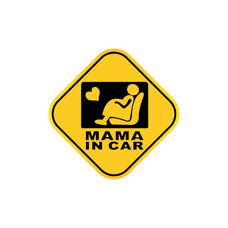 Mama In Car 'Pregnant Mama | Relaxing | Warning Sign' Vinyl Car Sticker