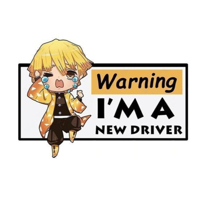Warning I'm A New Driver 'Zenitsu | Annoyed' Vinyl Car Sticker