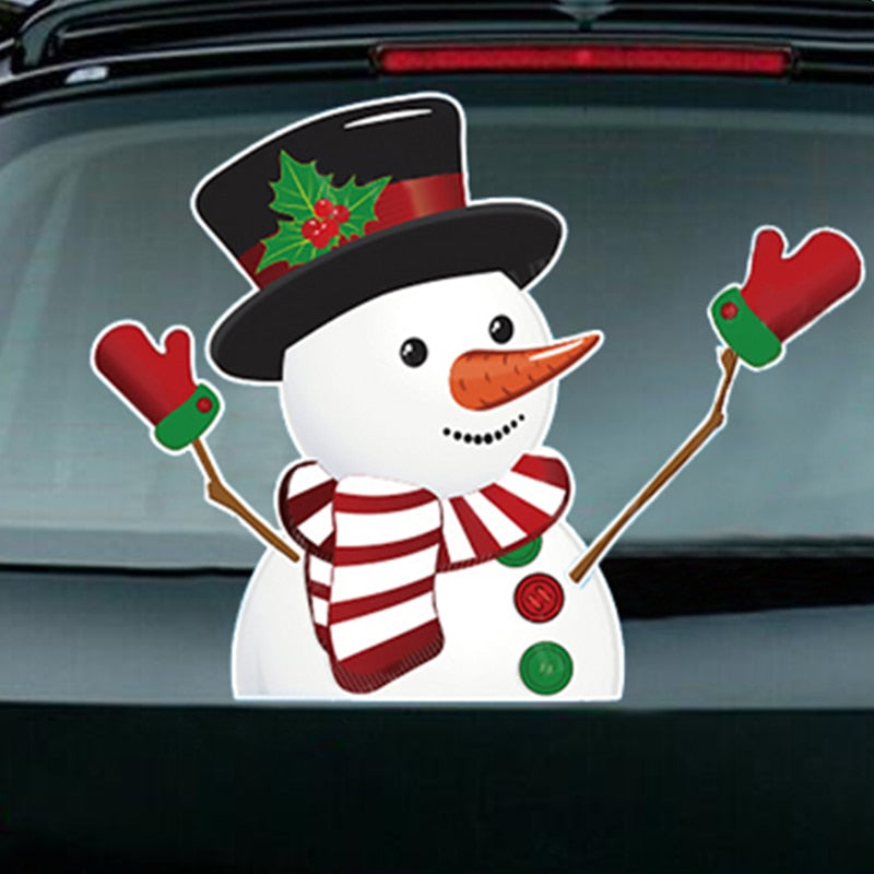 Snowman 'Top Hat | Arm Waving' Vinyl Car Wiper Sticker