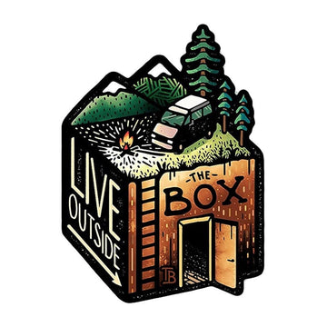 Camping 'Live Outside The Box' Vinyl Car Sticker
