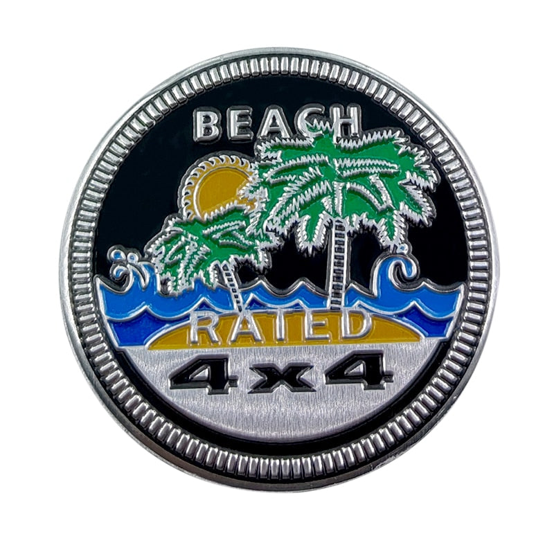 Beach Rated 4x4 'Beach View | Palm Trees' Metal Car Sticker