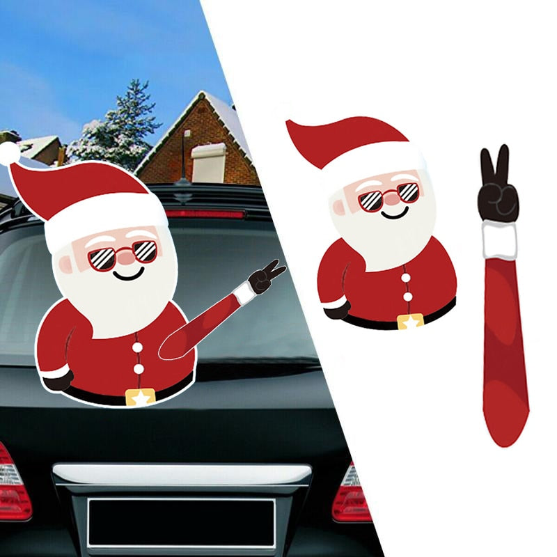 Santa Claus 'Striped Sunglasses | Arm Waving' Vinyl Car Wiper Sticker