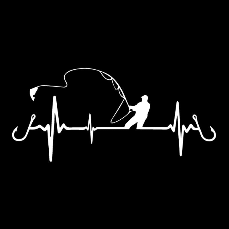 Fisherman 'Fishing Heartbeat Lifeline' Vinyl Car Sticker
