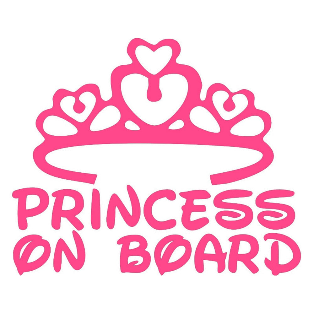 Princess On Board 'Pink Heart Crown' Vinyl Car Sticker