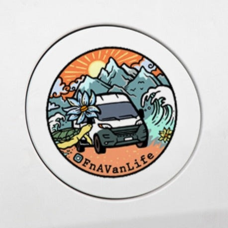 Travel 'FnA Vanlife Logo | Round' Vinyl Car Sticker