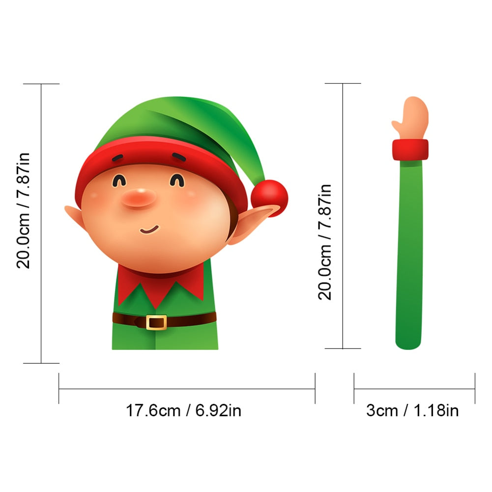 Christmas 'Cute Elf | Arm Waving' Vinyl Car Wiper Sticker