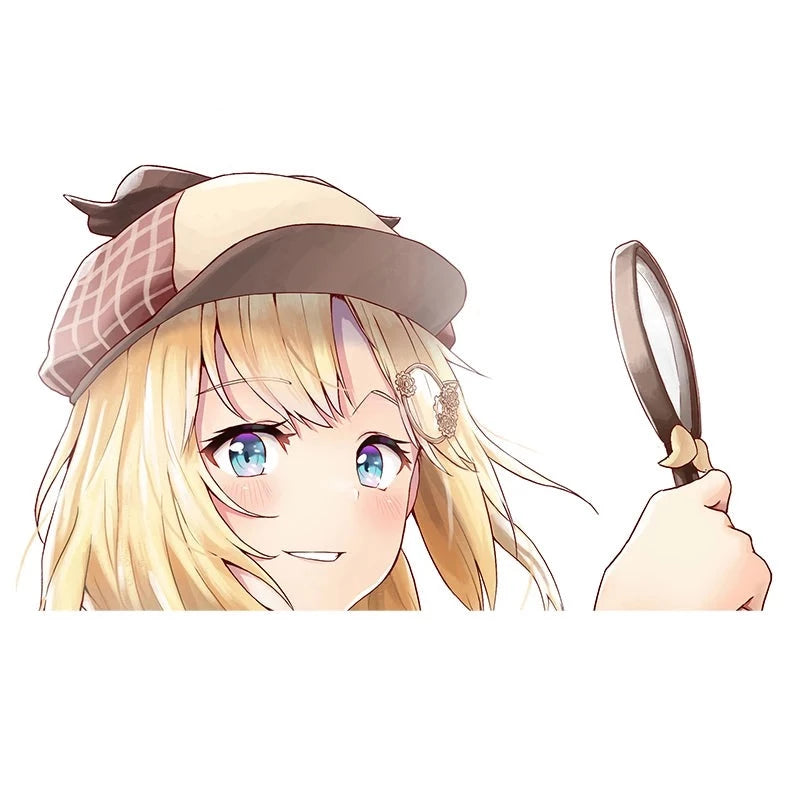 Virtual YouTuber 'Watson Amelia | Magnifying Glass' Vinyl Car Peeker Sticker