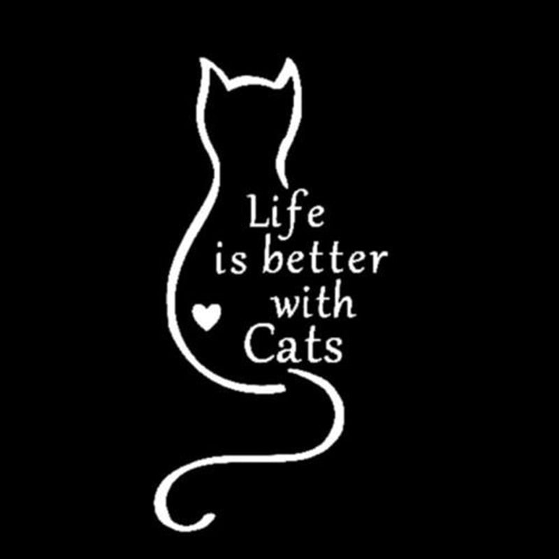 Cat 'Life Is Better With Cats' Vinyl Car Sticker