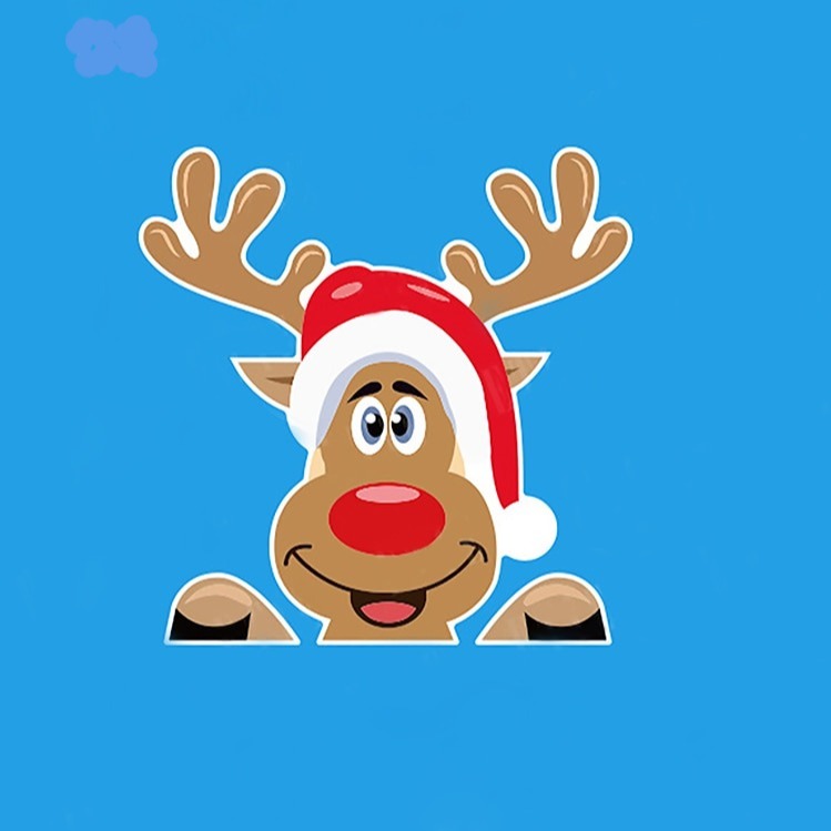 Christmas 'Smiling Rudolph | Red Nose' Vinyl Car Peeker Sticker