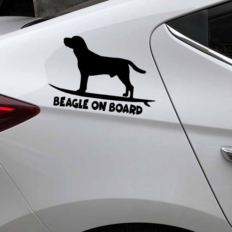 Beagle On Board 'Surfing' Vinyl Car Sticker