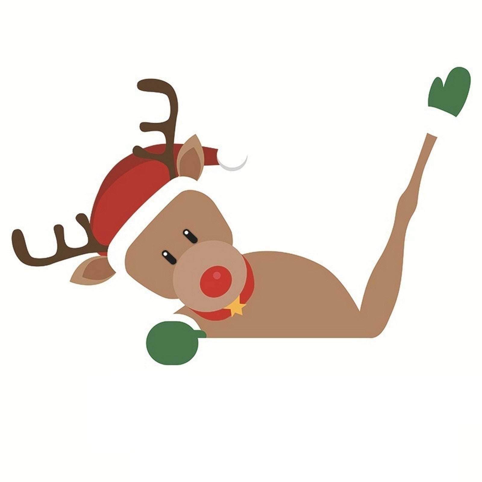 Reindeer 'Christmas Hat | Arm Waving' Vinyl Car Wiper Sticker