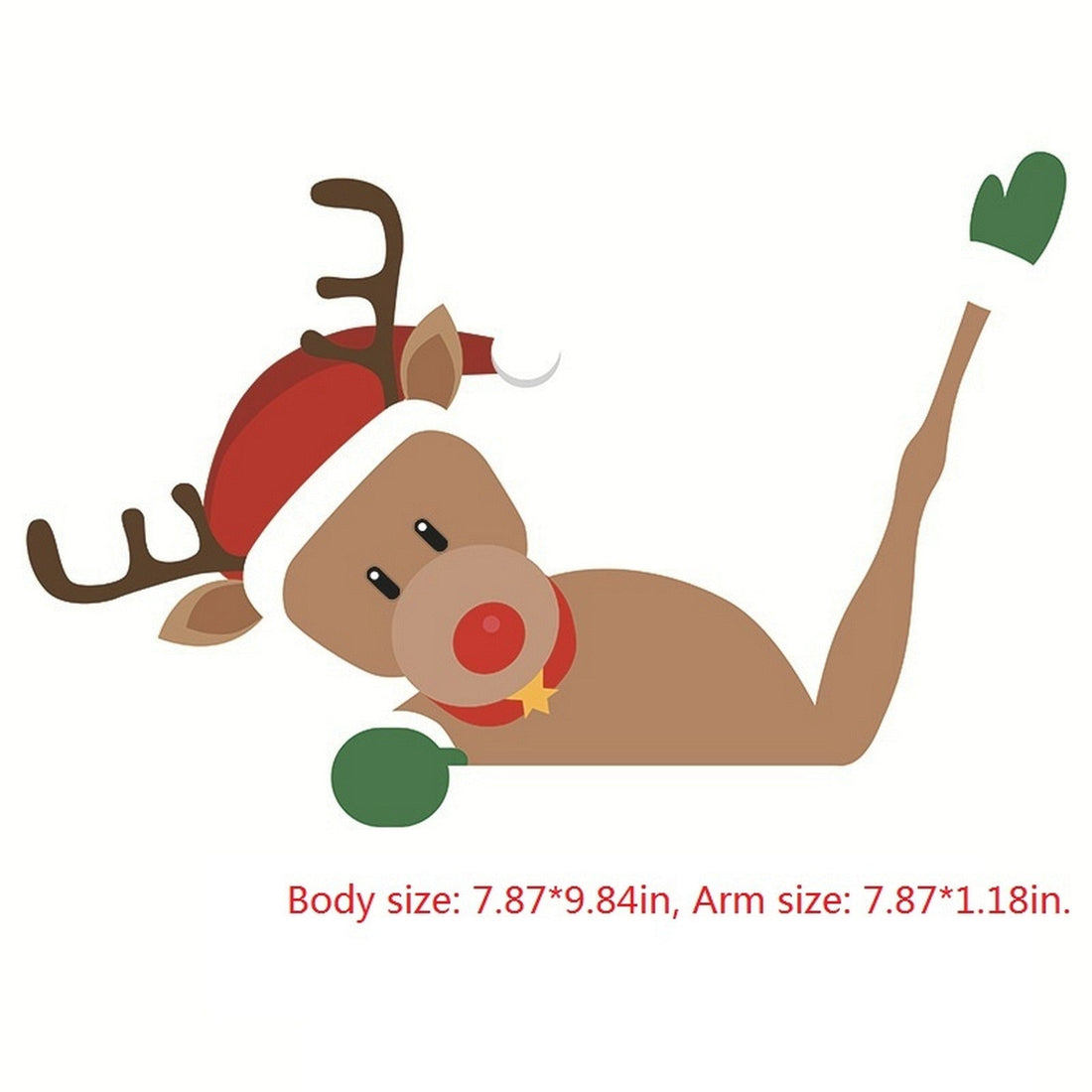 Reindeer 'Christmas Hat | Arm Waving' Vinyl Car Wiper Sticker