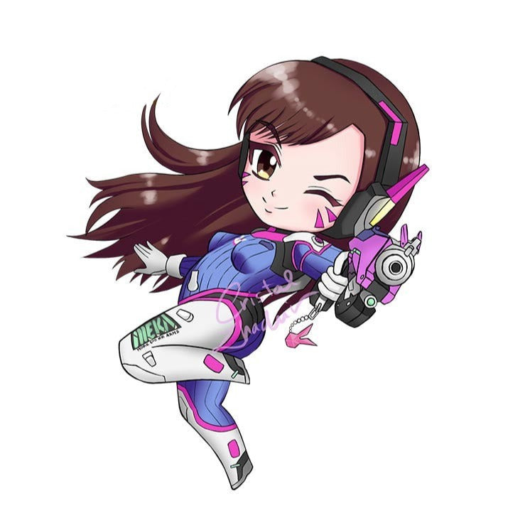 Overwatch 'Chibi D.Va | Pointing' Vinyl Car Sticker