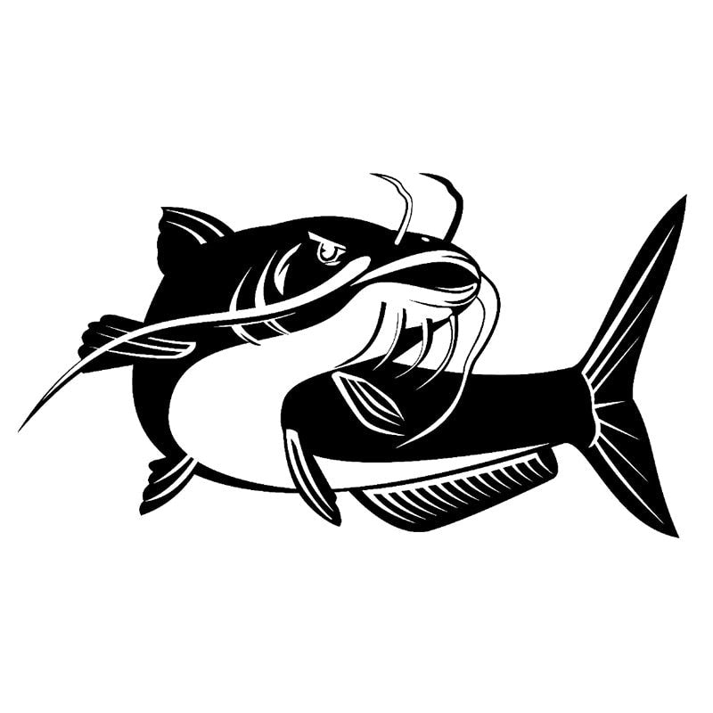 Catfish 'Swim Left' Vinyl Car Sticker